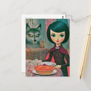 Retro: Kuchenessen mit dem Wolf Postkarte