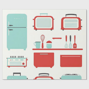 Retro-Küchengeräte-Muster Geschenkpapier