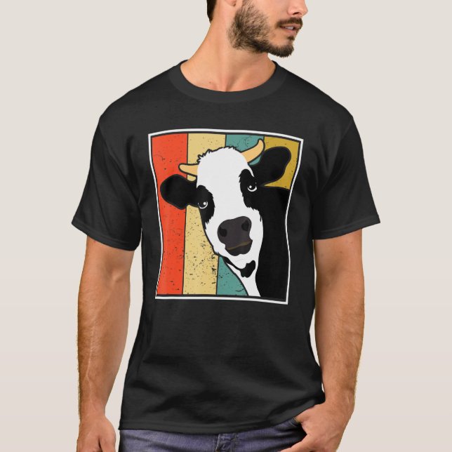 Retro-Kuhfarm-Tier T-Shirt (Vorderseite)