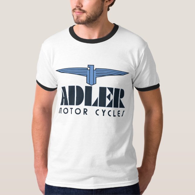 Retro Kunst-Deko Adler Motorradlogo-Adlerflügel T-Shirt (Vorderseite)