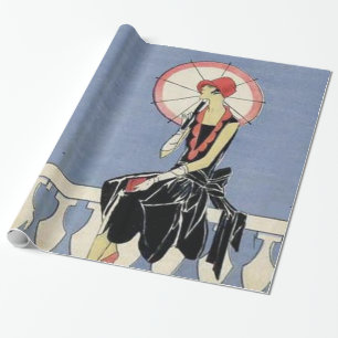 Retro Kunst-Deko wenig schwarzes KleiderParty Geschenkpapier