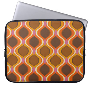 Retro kurbelt das nahtlose Muster. 70er-60er-Stil Laptopschutzhülle