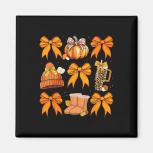Retro-Kürbis-Coquette-Bogen Herbst Halloween G Magnet