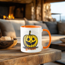 Retro-Kürbis-Halloween-Kaffeetasse