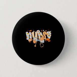 Retro-Kürbis-Krankenschwester-Leben Stethoskop Her Button