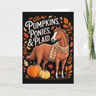 Retro-Kürbisse Ponys & Karierte Pferde Herbst Karte