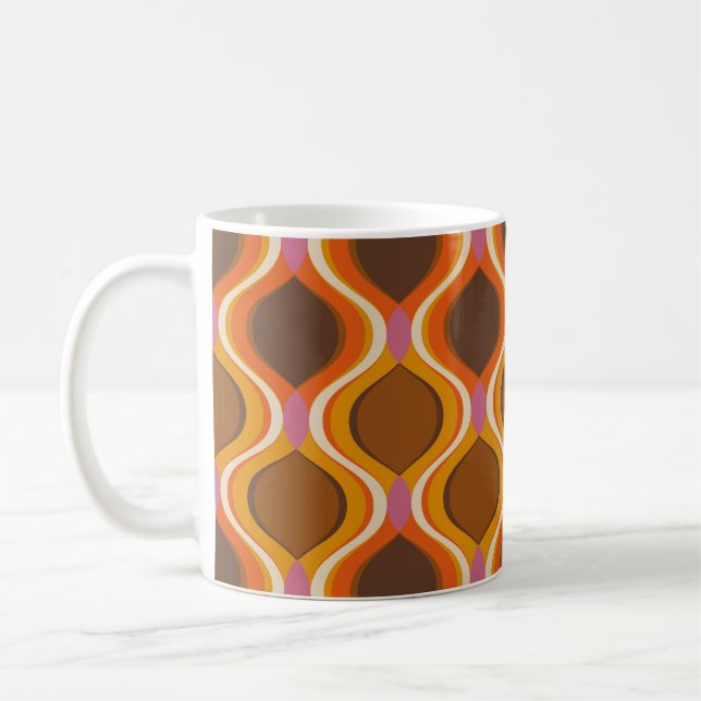 Retro Kurven: 60er-70er-Tapete Textur. Kaffeetasse (Links)