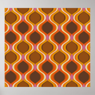 Retro Kurven: 60er-70er-Tapete Textur. Poster