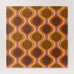 Retro Kurven: 60er-70er-Tapete Textur. Puzzle