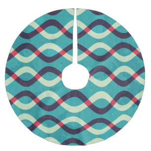Retro Kurven: Grunge Muster Effekt. Polyester Weihnachtsbaumdecke