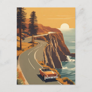 Retro-Küste der Pazifikküste Kaliforniens Postkarte