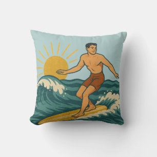 Retro-Küsten-Cali-Surfer Wende-Surfboard Kissen