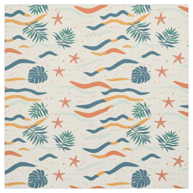 Retro-Küsten-Seestern Stoff (Muster)