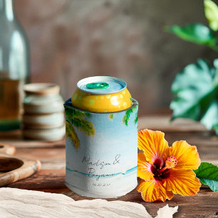 Retro Küsten Tropicale Strand Hochzeit Personalisi Dosenkühler
