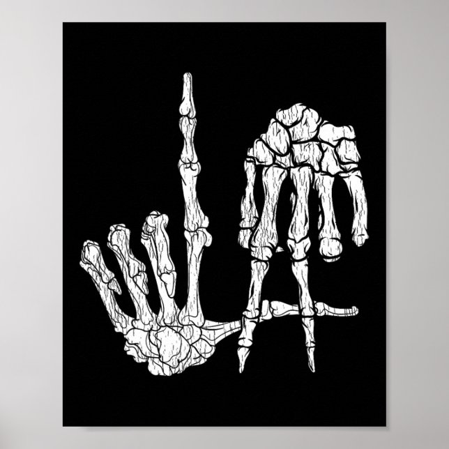 Retro La Hands Skeleton Los Angeles Hand Sign Hall Poster (Vorne)
