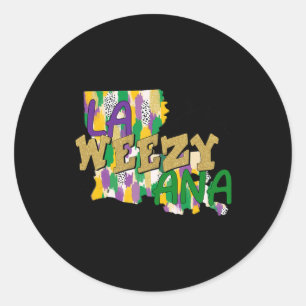 Retro La Weezy Ana Happy Mardi Gras Louisiana New Runder Aufkleber