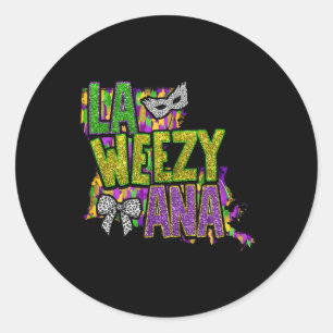 Retro La Weezy Ana Louisiana Mardi Gras New Orlean Runder Aufkleber