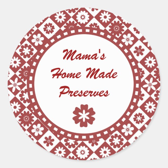 Retro-Labels mit roten und weißen Canning-Jar Runder Aufkleber (Vorderseite)