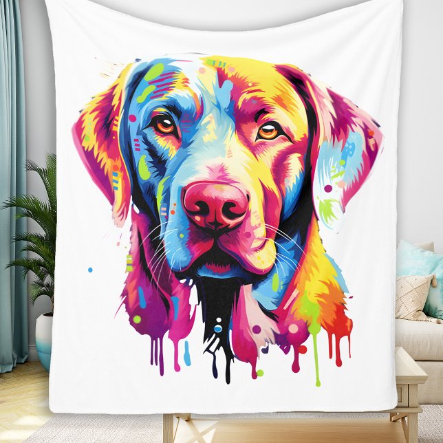 Retro Labrador Retriever farbiger Hund Lover Fleecedecke (Von Creator hochgeladen)