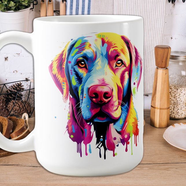 Retro Labrador Retriever Pop Art Colorful Dog Tasse (Von Creator hochgeladen)