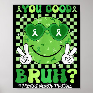 Retro Lächeln dir geht's gut Bruder Psychische Ges Poster