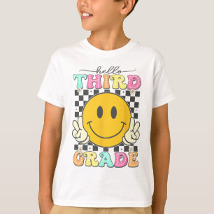 Retro-Lächeln Gesicht Hallo 3. Klasse Team Zurück T-Shirt