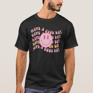 Retro-Lächeln Gesicht Rosa Lächeln Gesicht Preppy T-Shirt