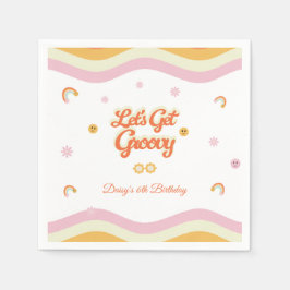 Retro Lächeln Lass uns Groovy Kindergeburtstag hol Serviette