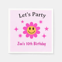 Retro Lächelnd Pink Flower Girl Geburtstag