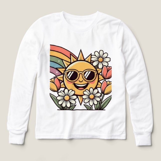 Retro lächelnde Sonnenblumen-Blumen-Cute-Vintage-Ä (Design Vorderseite)