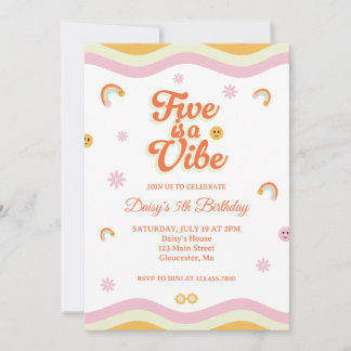 Retro Lächelt Five ist ein Vibe 5. Geburtstag Einladung