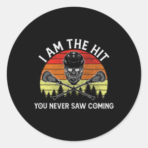 Retro Lacrosse Player Lax Coach Goalie Ball Sport Runder Aufkleber