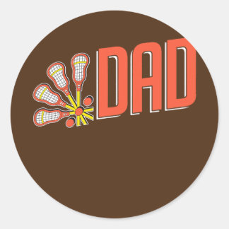 Retro-Lacrosse-Spieler-Eltern Vintage-Daddy Runder Aufkleber