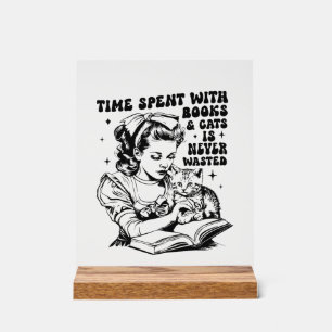 Retro Lady bucht Katzenliebhaber Wortart Acrylschild