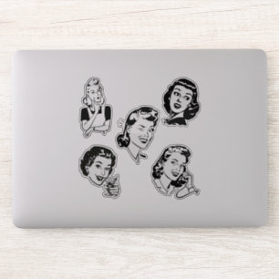 Retro Lady Custom Cut Vinyl Sticker
