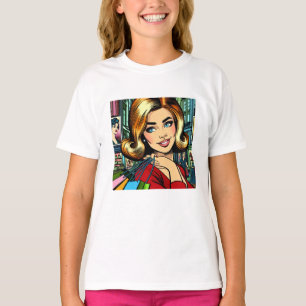 Retro Lady mit Shopping Bags Mitte Jahrhundert T-Shirt