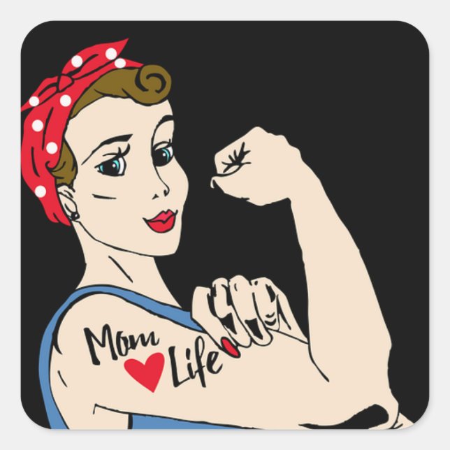 Retro Lady mit Tattoo und Bandanna Sticker (Vorderseite)
