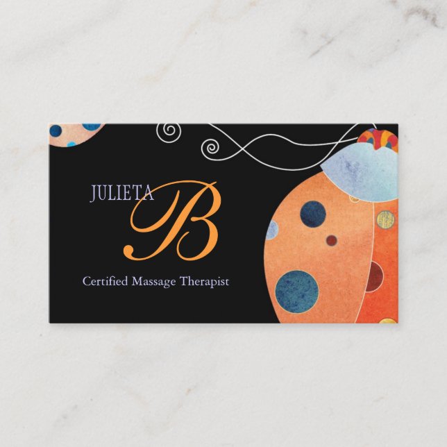 Retro Ladybug Einziges Monogramm Visitenkarte (Vorderseite)