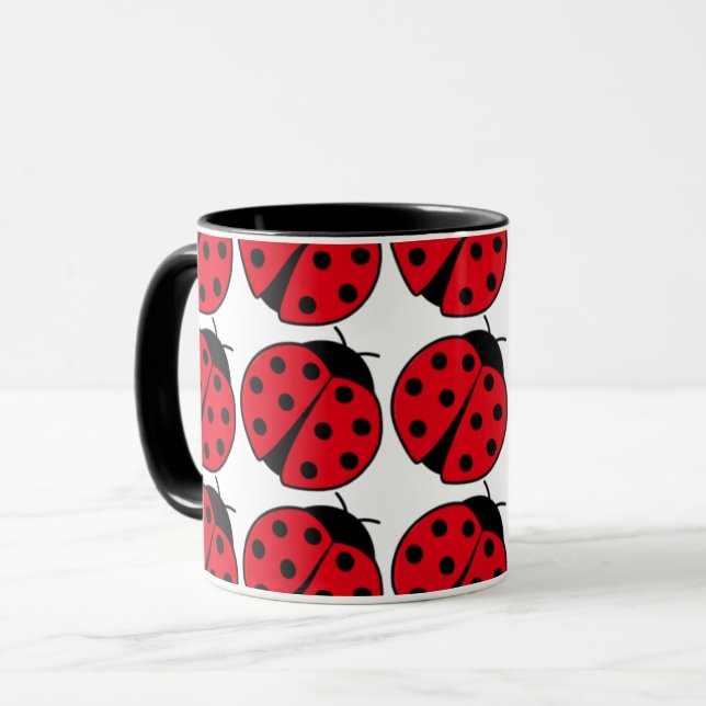 Retro-Ladybug-Muster Tasse (Vorderseite Links)