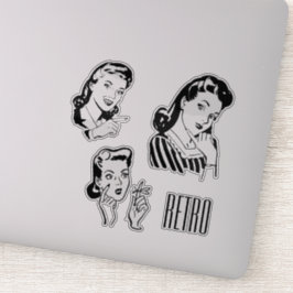 Retro Ladys Custom Cut Vinyl Sticker