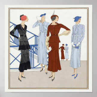 Retro Ladys Hats Heelses Warten Mode Show Poster