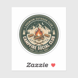 Retro Lagerfeuer Sozialclub Berg Outdoor Abzeichen Aufkleber
