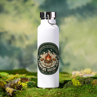 Retro Lagerfeuer Sozialclub Berg Outdoor Abzeichen Trinkflasche