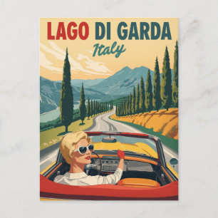 Retro Lago di Garda Italien Reisen Postkarte