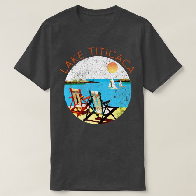 Retro Lago Titicaca Souvenir Vintager See T-Shirt (Design vorne)