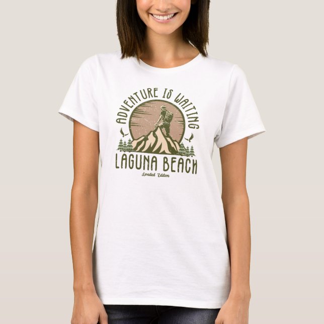 Retro Laguna Beach Wandern T-Shirt (Vorderseite)