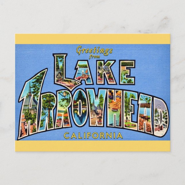 Retro Lake Arrowhead Postkarte (Vorderseite)