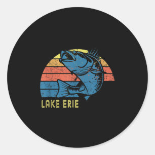 Retro Lake Erie Zander Angel-Shirt Lake Erie So Runder Aufkleber