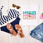 Retro Lake Life Women's T Shirt<br><div class="desc">Niedliches modernes Design für die Frauen,  die das Seebad oder die Braut zu sein,  für bacherlorette Partys oder Reiseziele Liebe. Der See wird dreimal in verschiedenen Farben wiederholt und hat einen Anker mit Herz und Seil.</div>