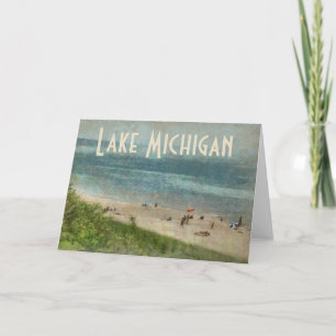 Retro Lake Michigan Shoreline Beach Grußkarte Karte